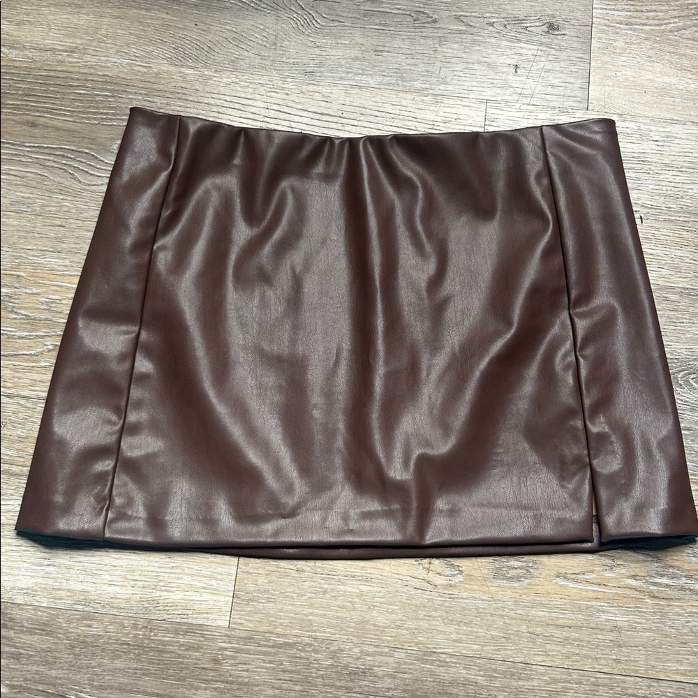 H&M faux brown leather mini